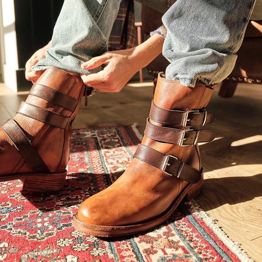 Free People Sunbelt Santa Fe Moto Boot 38.5/US 8 NEW Motorcycle Buckle Edgy
